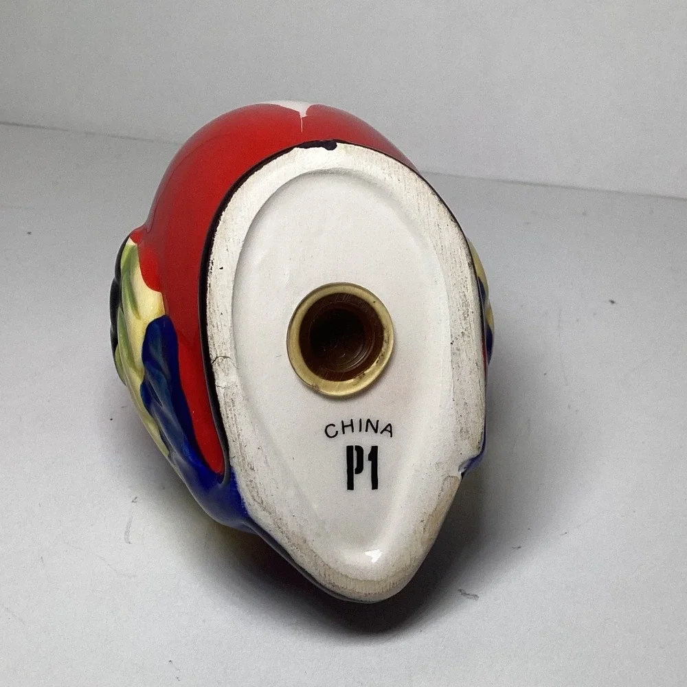 Ceramic Parrot Bird Salt Pepper Shaker Single Red Yellow Tropical Macaw Figurine